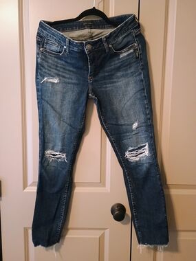 Silver Jeans Distressed Skinny in Blue Wash